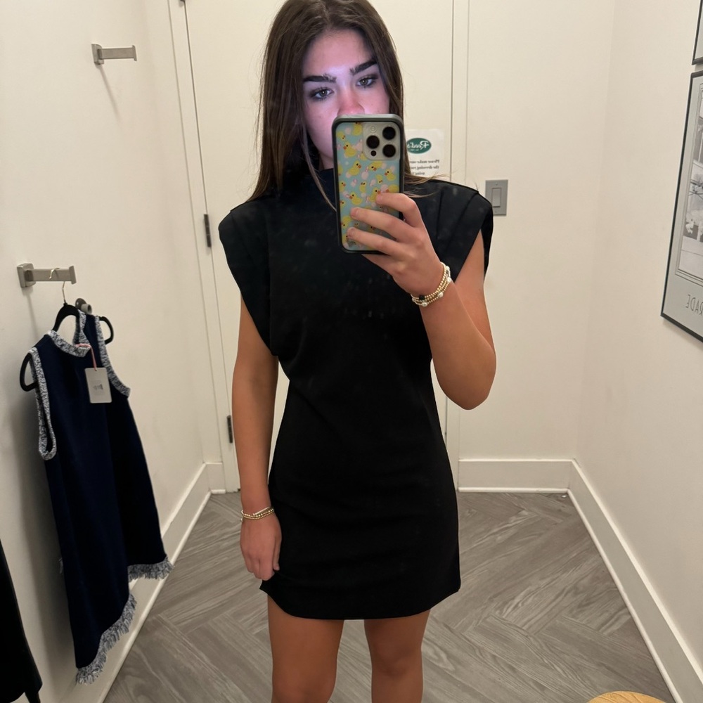 Black Padded Elbow Dress